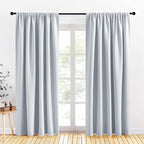 PONY DANCE Curtains 84 inches Length - Window Drapes Rod Pocket Top Room Darkening Curtains for Dining Room, 70 Wide x 84-Inches Long, Greyish White, 2 Pieces