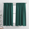 PONY DANCE Bedroom Curtains Short - Thermal Insulated Window Treatments Blackout Curtain Panels with Rod Pocket Light Block for Bathroom, W 42 by L 45 Inches, Hunter Green, 2 Pieces