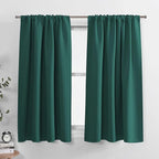 PONY DANCE Bedroom Curtains Short - Thermal Insulated Window Treatments Blackout Curtain Panels with Rod Pocket Light Block for Bathroom, W 42 by L 45 Inches, Hunter Green, 2 Pieces