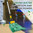 Hushee 40 Pack Large Microfiber Tube Mop Heads 18 oz Heavy Duty Commercial Industrial Wet Mop Head Refill Reusable Machine Washable Looped End Mopheads for Hardwood, Tile, Laminate Floors (Green)