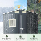 Update Version 6x4 FT Outdoor Metal Storage Shed, Single Door, 1 Clear Window, Tool Shed for Garden, Patio, Backyard Brown