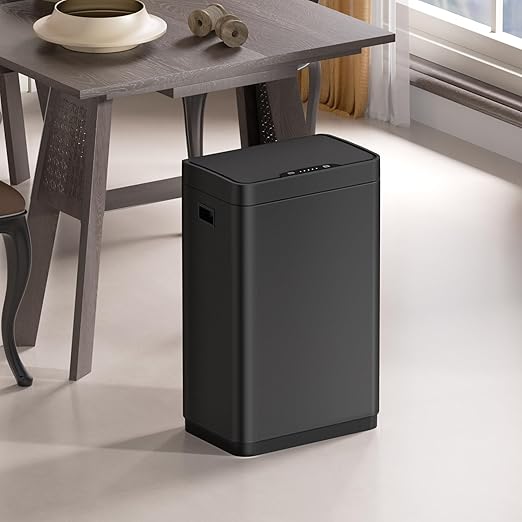 Mbillion Automatic Touchless 21 Gallon Motion Sensor Trash Can Stainless Steel Smart Trash Cans with Lid Rectangular Garbage Can for Kitchen Bedroom Home Office Black