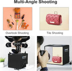 Photo Studio Light Box, PULUZ Mini Folding Lightbox LED Ring Light Portable Photo Box Shooting Tent Box Kit 12 Colors Backdrops USB Light Box Photography for Small Items Product Photography 10"x10"