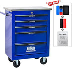 5-Drawer Heavy-Duty Rolling Tool Chest with Wheels & Steel Roof, Lockable Tool Chest Storage Cabinet for Garage, Workshop, Warehouse, and Repair Shop
