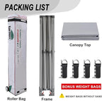 Eurmax USA Standard 10x10ft Patio Pop Up Canopy Tent for Outdoor Events Commercial Instant Canopies with Heavy Duty Roller Bag,Bonus 4 Canopy Sand Bags (Grey)