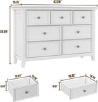 BLANKSPACE White 7 Drawer Dresser, Modern Dresser for Bedroom, Wood Drawer Organizer with Metal Knobs, Large Capacity Wood Cabinet for Bedroom