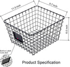 4 Pack【Large】 Wire Handmade Storage Basket for Organizing Household Goods,Pantry Organization,Bathroom countertop,Laundry,Wardrobe Storage Basket,Black