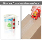 Packing Tape with Dispenser Clear Noiseless Packaging Tape for Shipping Moving Strong Sealing Adhesive Industrial Depot Tapes for Storage 1.96 inch x 33 Yards 1” Core 3 Pack