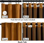 MIULEE Velvet Curtains 84 Inches Long 2 Panels Set for Bedroom, Pinch Pleat Back Tab Luxury Thermal Insulated Living Room Darkening Drapes Pleated Blackout Window Curtains with Hooks, Golden Brown