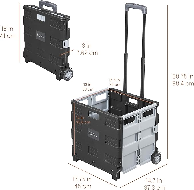Mobile Utility Cart, Rolling Cart, Black