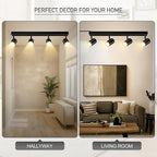 BoostArea Plug in Track Lighting, LED Track Light Kit, Black 4-Light Track Lights for Kitchen, 15 FT Cord,4 Way Ceiling Spotlight, Rotatable Wall Mount Light Head for Bedroom Hallway Living Room