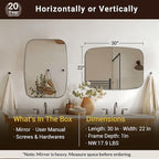 ANDY STAR Oval Mirror for Bathroom, 22x30 Brushed Nickel Oblong Bathroom Mirror for Vanity with Stainless Steel Metal Frame, Modern Anti Rust Wall Mounted
