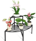 Corner Plant Stand Outdoor Metal,2 Tier Heavy Duty Ladder Plant Shelf Indoor for Multiple Plants,37.08" L x 22.83" W x 20.07" H,Black