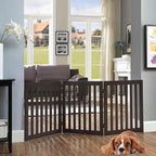 Unipaws 24" H Free Standing Pet Gate for Cat, Wooden Gates for Doorway, Stairs, Foldable Pet Fence for House, Expandable Barrier, Indoor Use, Espresso
