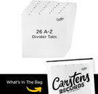 Carstens Records Heavy Duty Vinyl Album Dividers A-Z | 12" Organizers with Tabs | Pack of 26 White | Made in The USA | for Top Browsing