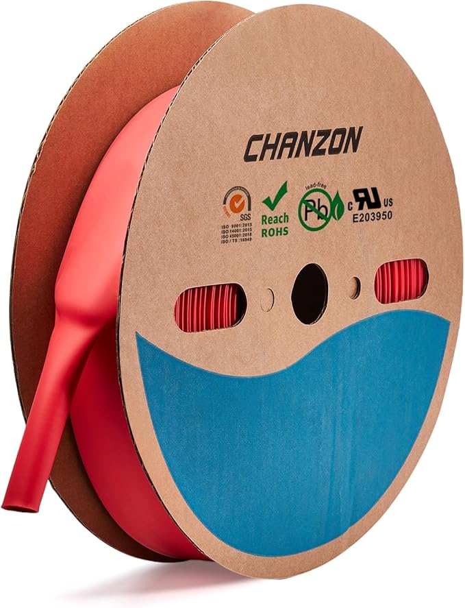 Chanzon 2:1 Ratio - 80Ft Roll - 1-1/2" (40mm) Red Heat Shrink Tubing - Electrical Shrink Wrap 1pcs