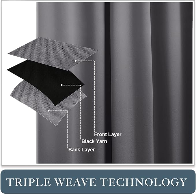 PONY DANCE Grey Curtains - Window Treatments Home Decor Thermal Insulated Curtain Drapes Light Filter Energy Efficient Low Shading Effect for Bedroom & Kitchen, 42 W x 63 L, 2 Pieces