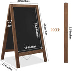 A Frame Chalkboard Sign 40"x20" A Frame Sign, Wooden Sandwich Board Sturdy Double Sided Chalk Board Sign Board Outdoor, Sidewalk Sign for Restaurant, Wedding, Food Truck