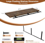 12 Inch Deep Floating Shelves for Wall 2 Pack Floating Shelfs Large Storage Space Wall Decor Display Shelf for Bathroom Living Room Bedroom Kitchen 48" W x 12" D x 1.2" H Rustic Brown