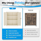 Pataku Metal Storage Cabinet, Garage Cabinet with Doors and Shelves 36" Hx32 Wx16 D, Steel Lockable File Cabinets for Office, Home, Garage, Basement, Industrial, Putty