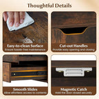 File Cabinet, Rustic Filing Cabinet w/Universal Wheels, Wood Printer Stand w/Storage, Rolling File Cabinets for Home Office, Living Dining Room (Rustic Brown, 2 Large Drawers & 3 Small Drawers)