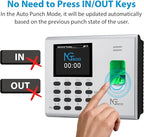 NGTeco APP-Based Time Clock, 2-in-1 Fingerprint Time Clock for Employees Small Business with Auto Punch & Mobile App, Battery Backup, 2.4GHz WiFi, iOS/Android Sync, No Monthly Fee