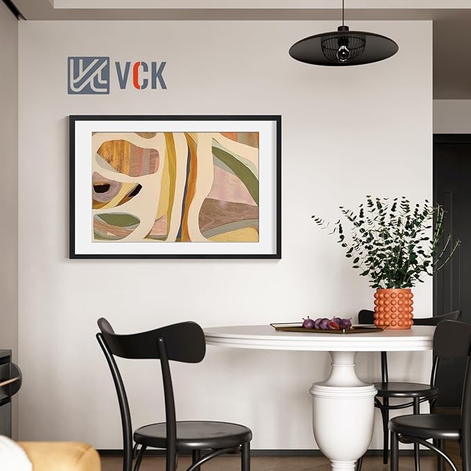 VCK 24x36 Poster Frame Black - with Mat 20x30, Solid Wood Picture Frame with Textured Exclusive, Horizontal and Vertical Formats with Included Hanging Hardware - 2 Pack