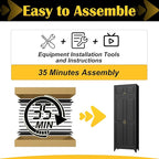 90”Kitchen Pantry Cabinet,Metal Storage Cabinets with Doors and 4 Adjustable Shelves,Black Kitchen Cabinet with 2 Gold Handles,Tall Cabinet for Livingroom, Bathroom