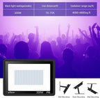 4 Pack 300W LED Flood Black Lights,395nm to 405nm UV Outdoor Flood High Power Blacklight Light with Plug in, IP66 Waterproof Large Black Light Spotlight for Glow Party Large Space, Halloween