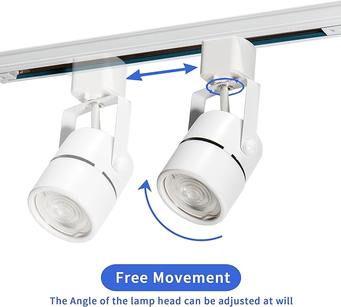 Plug in Track Lighting with Power Cord, 6-Light LED Track Lighting Kit with 6.6FT H Type Track Lighting Rails, Modern Kitchen LED Track Lighting Fixtures Ceiling Spot Light, White