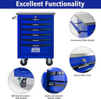6 Drawers Tool Cart on Wheels with Stainless Steel Worktop, Heavy Duty Mobile Rolling Drawer Tool Chest with Locking Wheels & Lockable Drawers, Garage Tool Storage Cabinet (Blue, 6 Drawers)