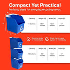 Multi Recycling Bin System with Twelve Stacking 6 Gallon Bins with Carrying Handles, Stackable and Compact for Offices, Homes, Garages, Businesses - (Yellow, 12 Pack)