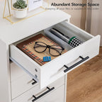 HOOBRO 7-Drawer File Cabinet, Wooden Office Cabinet with Drawers, Mobile Storage Filing Drawer for Home Office, Study, Easy Assembly, White WT07WJ01