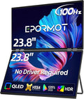 QLED Portable Dual Monitor 23.8" 100Hz FHD 1080P Stacked Monitor – 125% sRGB Dual Vertical Displays for Coding/Gaming/Trading, USB-C HDMI Laptop Screen Extender