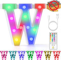 mooncow Rechargeable Light Up Letters,Colorful Marquee Letters with Remote,Gift Wrap Gifts,Bedroom Home Bar Party Decor (W)