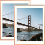 Frametory, 12x16 Metal Picture Frame with Mat for 11x14 Picture & Real Glass, Aluminum Photo Frame Collection (Rose Gold, 2 Pack)