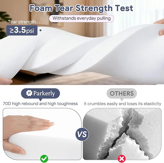 Upholstery Foam 2×24×72 Inch High Density Foam Strong Support Seat Foam for Couch Cushion Replacement Furniture Cushions Car Cushions DIY Projects (4PC)
