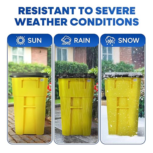 50 Gallon Trash Can, Yellow Outdoor Garbage Can, Large Outside Trash Bin, Rolling Commercial Container Outdoor Trash Can with Lid and Wheels for Back of House, Office, Warehouse, Garage
