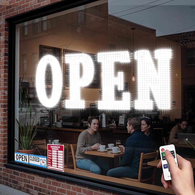 48" x 17" Extra Large LED Open Sign with Remote Control High Bright Visibility Business Signs 14 Mode Electric Display Sign Suitable for Shop, Bar, Hotel, Retail and Restaurant