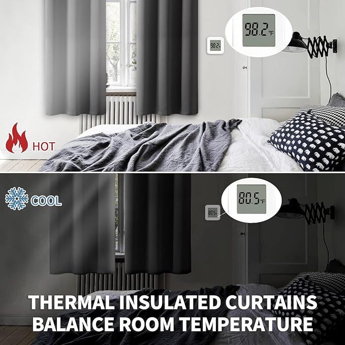 BGment Blackout Curtains for Bedroom - Grommet Thermal Insulated Room Darkening Curtains for Living Room, Set of 2 Panels (70 x 84 Inch, Dark Grey)