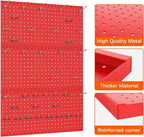 TORACK 3 PCS Metal Pegboard Panels(12x24 inch) for Wall Garage Tools Storage Pegboard System for Workbench, Modular Peg Board Tool Organizer Board Kit(Pack of 3, Red)