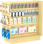 49.5”W x 24”D x 54”H - Retail Slatwall Gondola Display with 3” Slat Wall Units，Maple Versatile H-Unit Slatwall Display Stand