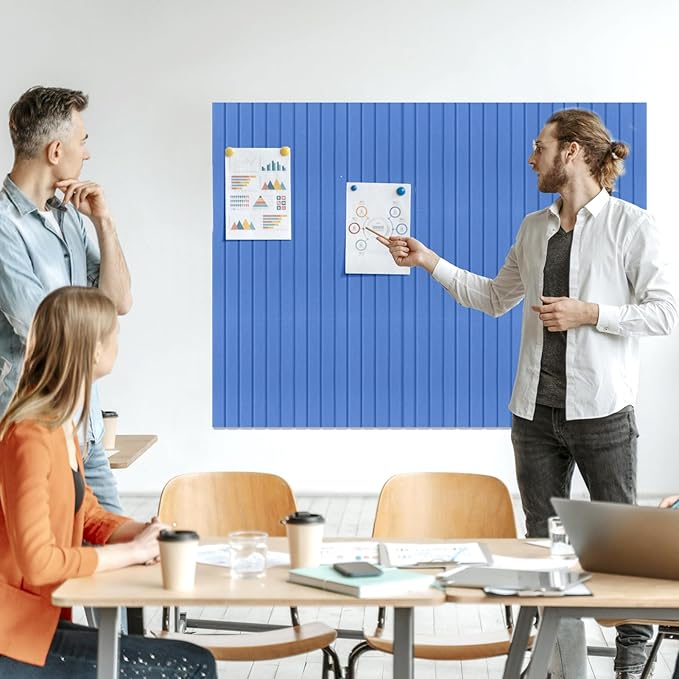 Large Felt Bulletin Board 47x47 Inch, 16pcs Peel and Stick Felt Wall Tiles Modern Push Pin Board for Wall Organization