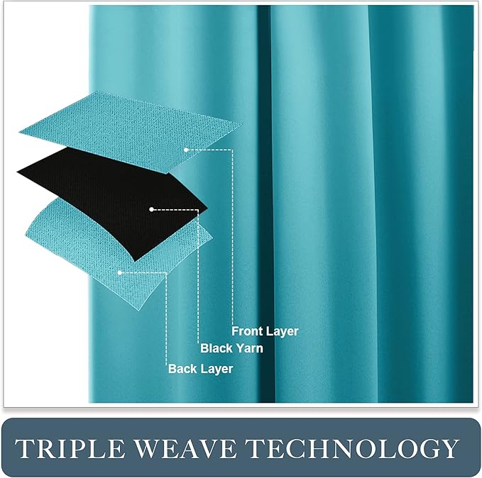 PONY DANCE Blue Curtains 72 inch - Light Blocking Curtain Panels Thermal Insulated Solid Rod Pocket Double Window Drapes for Living Room & Dining Room, W 42 in by L 72 in, Blue Mist, 2 Pieces