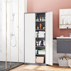 Metal Storage Cabinet-72” Tall Steel File Cabinets with Lockable Doors and 5 Adjustable Shelves-Gray&White Steel Storage Cabinet for Home, School, Office, Garage