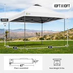 CROWN SHADES Adjustable Height on The Fly, 10x10 Pop Up Canopy - Beach Tent with One Push Setup - Easy Outdoor Sun Shade for Events, Parties, Camping - Outside Shade with STO-N-Go Bag, White