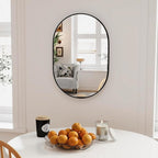 30x20 Mirror Runway Oval Wall Mounted Aluminum Alloy Metal Frame Rectangle Mirrors for Entryway Bedroom Bathroom Living Room 30 20 inch Black
