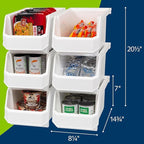 Large Plastic Containers for Organizing and Storage Bins for Closet, Kitchen, Office, or Pantry Organization, 14.75-Inch x 8-Inch x 7-Inch 6-Pack, White, Large
