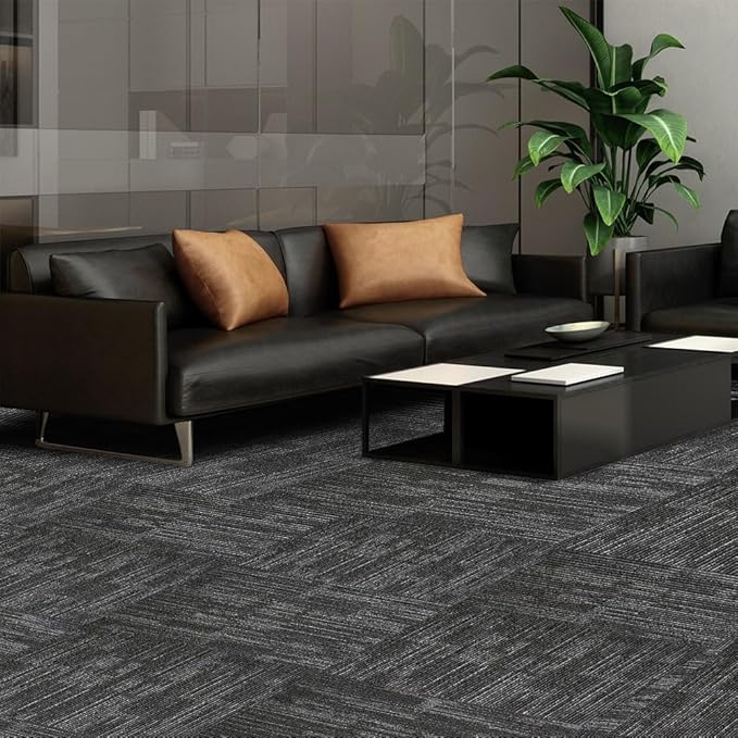 ALTRUISTIC Heavy Duty Commercial Carpet Tiles 24" x 24", 18 Pcs/72 sq ft (FlexLok tabs Included),Non-Slip Soft Square Carpet Floor Tile for Office Bedroom Living Room Kitchen Garage Gym (Grey)