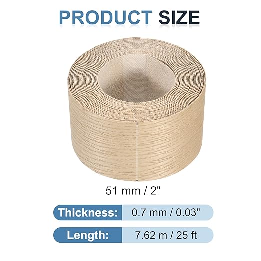 PATIKIL White Oak Edge Banding, 2 in x 25 ft Wood Veneer Tape, Pre-glued Flexible